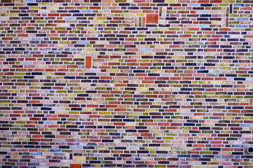 Close up of colorful brick wall texture