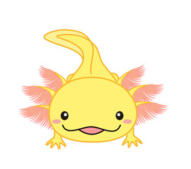 ウーパールーパー　全身　 イラスト　ゴールデン　アルビノ