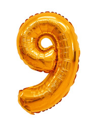 number 9 (nine) from balloons orange