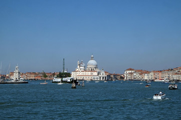 Cityscape of Venice. View from cruise ship at Adriatic sea, Venice, Italy