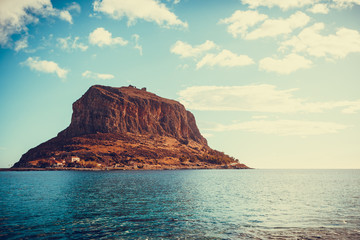 View of Monemvasia island in Greece