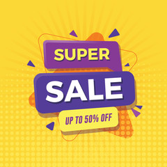 Super sale banner with yellow background