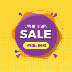 Special offer sale banner with yellow background