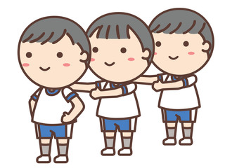 前ならえをする体操着の男の子