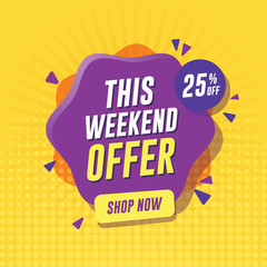 Weekend sale banner with yellow background