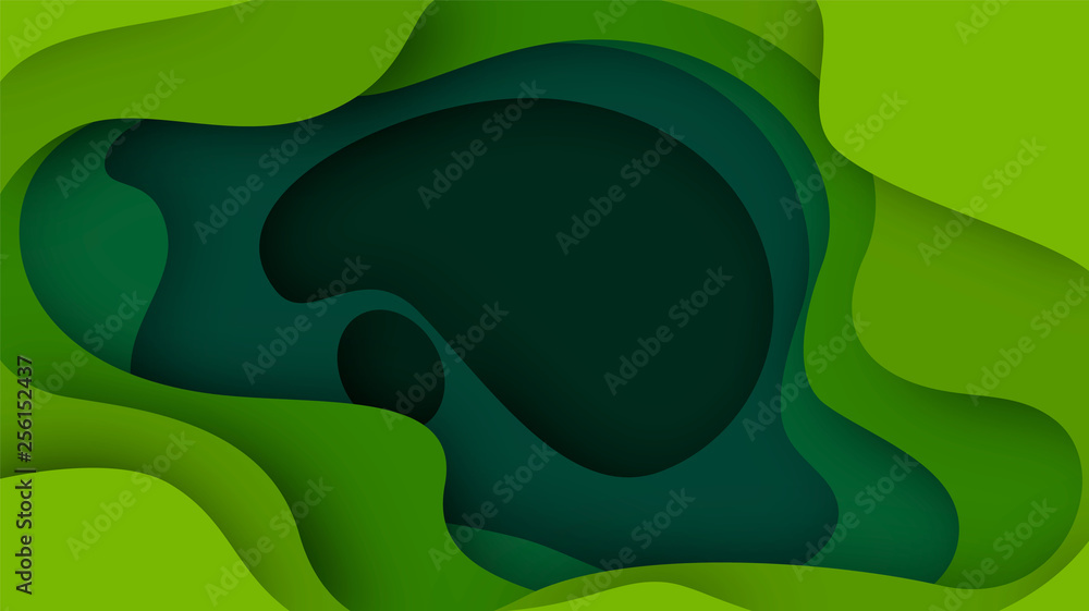 Poster 3d abstract background with green paper cut shapes. vector design layout for business presentations,