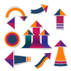 Retro paper arrow stickers with shadows