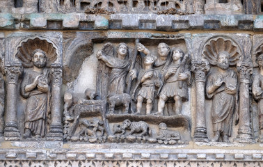 Annunciation to the shepherds, relief detail of St. Mark's Basilica, St. Mark's Square, Venice, Italy, UNESCO World Heritage Sites 