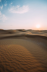 Obraz na płótnie Canvas Desert with sand dunes on a clear sunny day. Desert landscape.