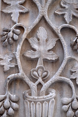 Medieval reliefs from Doge's Palace capital in Saint Mark Square, Venice, Italy, UNESCO World Heritage Sites 