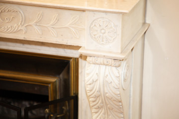 old fireplace carved and worked detail top corner
