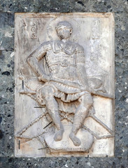 Saint Theodore, facade detail of St. Mark's Basilica, St. Mark's Square, Venice, Italy, UNESCO World Heritage Sites 