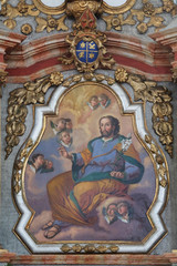 Fototapeta na wymiar Saint Joseph, altarpiece in the Church of Assumption of the Virgin Mary in Pokupsko, Croatia