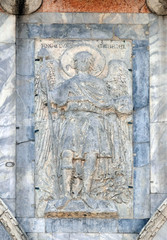 Archangel Gabriel, facade detail of St. Mark's Basilica, St. Mark's Square, Venice, Italy, UNESCO World Heritage Sites 