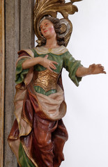 Statue of Saint Catherine of Alexandria on the altar of Our Lady in the Church of Assumption of the Virgin Mary in Pokupsko, Croatia