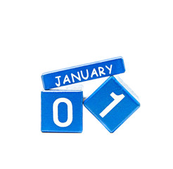 isolated calendar of cubes on a white background