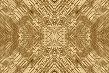 Gold pcb technology background and computer pattern,  tech.