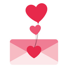 envelope letter love with hearts balloons helium