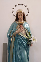 Immaculate Heart of Mary statue in the Church of Assumption of the Virgin Mary in Pokupsko, Croatia