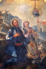 Saint Isidore And Maria Torribia, altarpiece in the Church of Assumption of the Virgin Mary in Pokupsko, Croatia