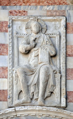 Obraz premium Jesus Christ, relief detail of St. Mark's Basilica, St. Mark's Square, Venice, Italy, UNESCO World Heritage Sites