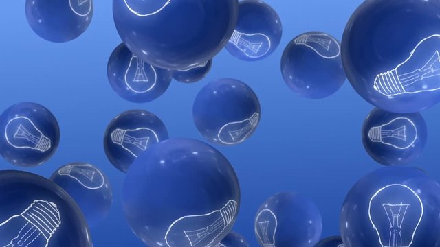Falling balls with light bubs icons. Symbol of new idea