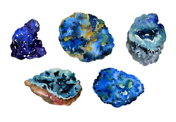 mineralogy gems watercolor art stone