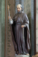 Saint Anthony the Hermit, statue on the altar in the Saint Eliah church in Lipnik, Croatia 