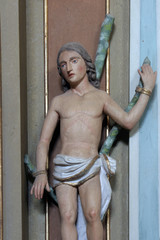 Saint Sebastian, statue on the altar in Saint Catherine of Alexandria church in Ribnicki Kunic,...