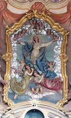 Fototapeta na wymiar Assumption of the Virgin Mary, altarpiece in church of Assumption in Sveta Marija na Muri, Croatia 