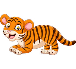 Obraz na płótnie Canvas Cartoon funny baby tiger