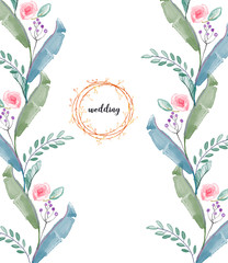 Abstract watercolor leaf pattern