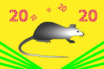 The symbol of 2020. Metal rat in the style of pop art.