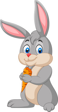 Cartoon rabbit holding a carrot