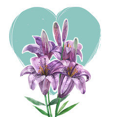 lily orange watercolor art 