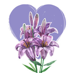 lily orange watercolor art 