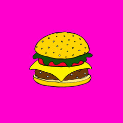 Hand drawn bright fast food and drink sketch 