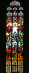 Coronation of the Virgin Mary, stained glass window in Zagreb cathedral 
