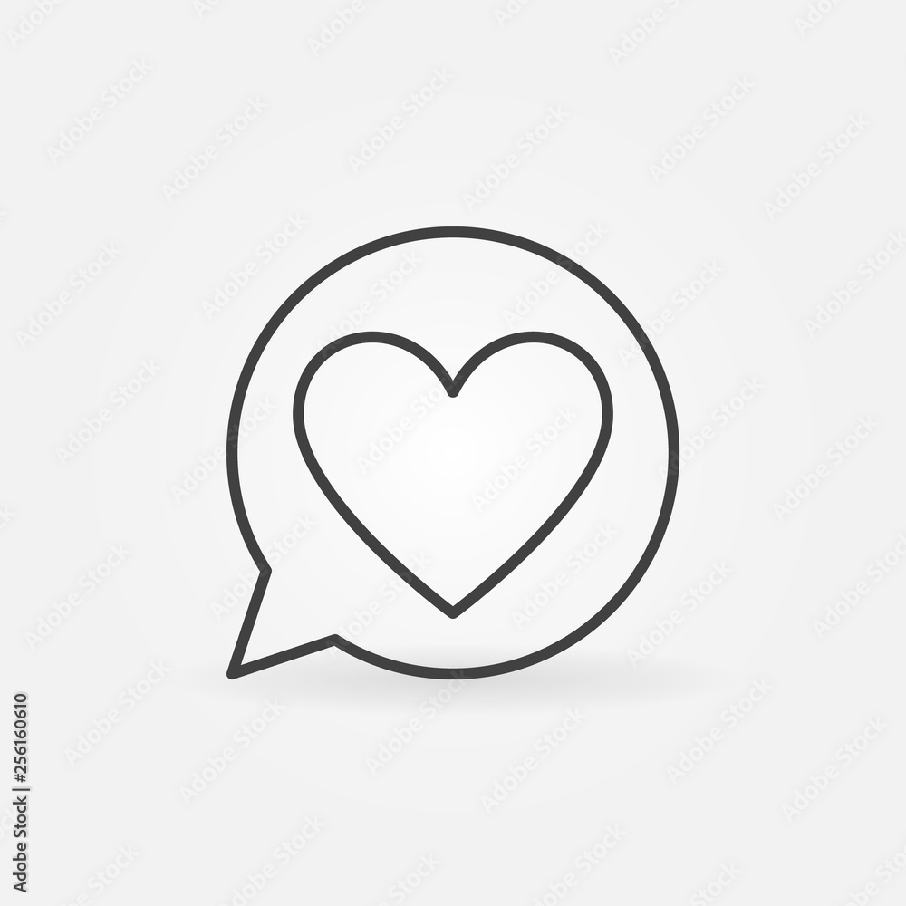 Aufkleber heart in round speech bubble vector line icon. love message concept symbol in outline style