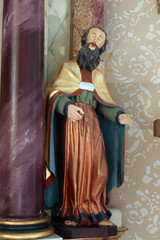Statue of Saint on the altar of the Three Kings in Saints Cosmas and Damian church in Vrhovac, Croatia