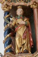 Saint Rosalia, statue on the altar of Saints Cyril and Methodius in Church of Birth of Virgin Mary in Svetice, Croatia 