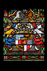 Coat of arms of Countess Telleki, stained glass in Zagreb cathedral 