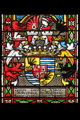 Coat of arms of Ban Khuen Hedervary, stained glass in Zagreb cathedral 