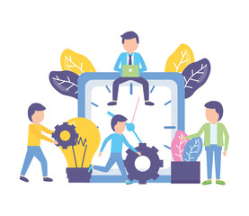 business people time clock