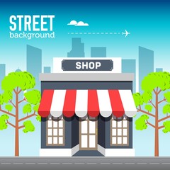 shop vector illustration symbol object. Flat icon style concept design