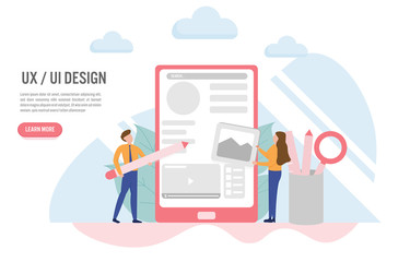 User experience and user interface concept with character.Creative flat design for web banner.