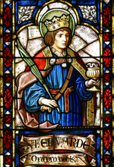 Obraz na płótnie Canvas St. Edward, stained glass in Zagreb cathedral 