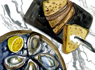 mediterranean picknic food illustration