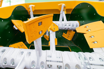Blades of an industrial concrete mixer. Modern equipment for the production of concrete