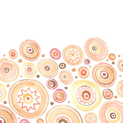 Vanilla Bubblegum Circles Abstract Horizontal Border Card Template. Raster illustration.